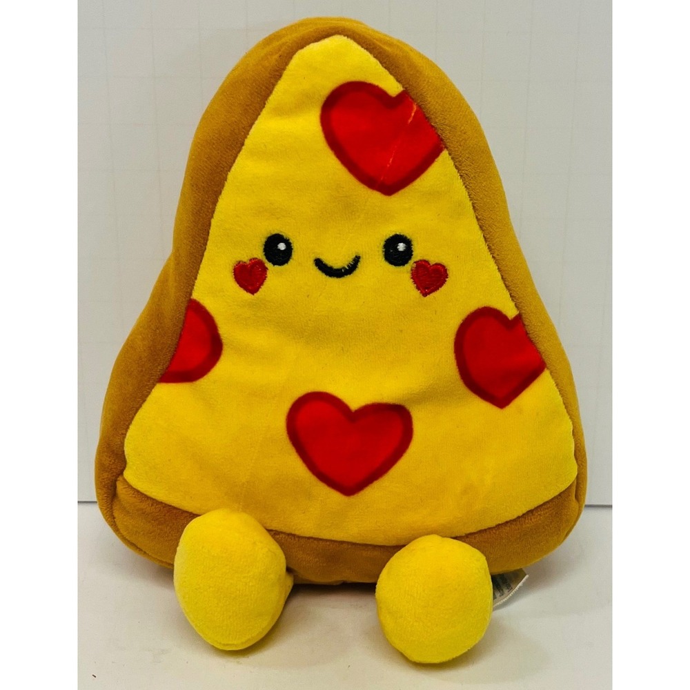 Hugfun Pizza Slice Heart Pepperoni Smiling Face 8" Soft Stuffed Plush Toy